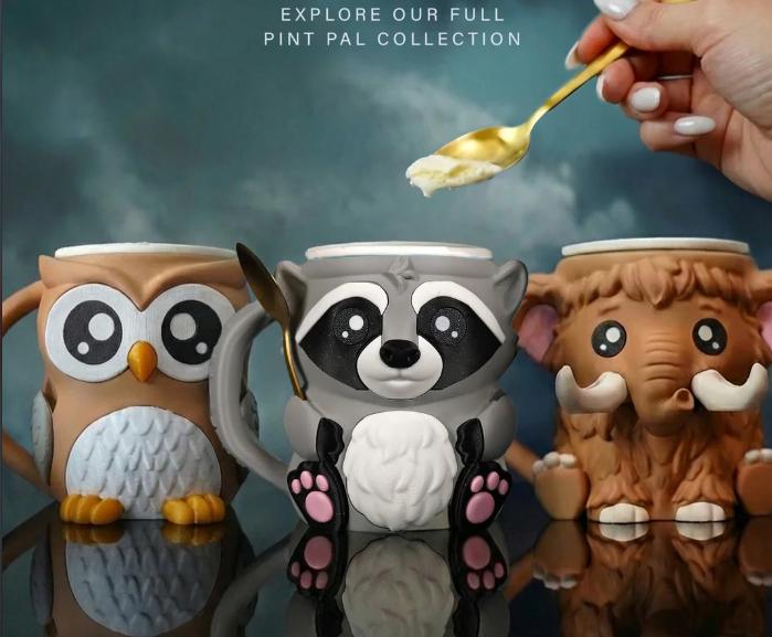 Rocky the Raccoon Ice Cream Pint Holder | Insulated Cozy Mug for Ben & Jerry’s, most pint size ice cream.