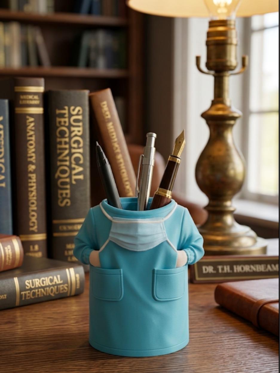3D Printed Surgical Scrubs Pen Holder | 120mm Realistic Medical Desk Organizer | Unique Gift for Doctors, Nurses, & Med Students