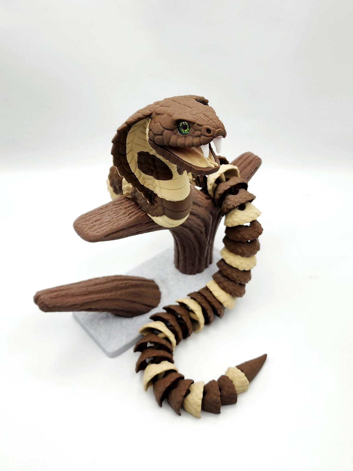 GIANT 22" King Cobra Fidget Articulated 3D Printed Snake – Unique Marble Eyes – Sensory Toy & Desk Pet