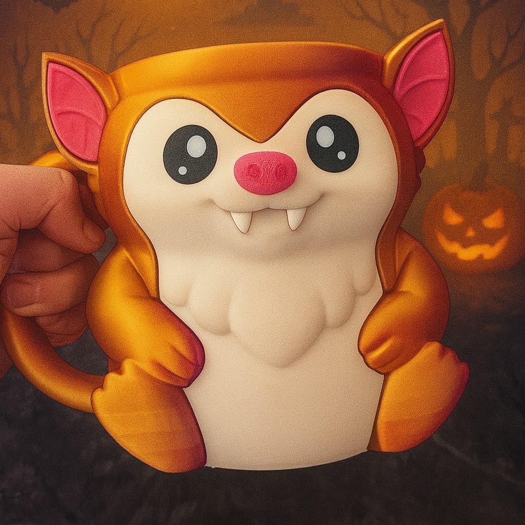 Bramble the Bat Ice Cream Pint Holder 3D Printed Gothic Cup Halloween Themed Drinkware with Bat Wings and Ears Black or Rainbow Colors Fits Most 473 ml Pints Insulated Design Keeps Hands Warm & Dry Reusable