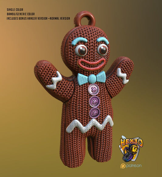 3D printed gingerbread man Christmas ornament, desktop decoration.