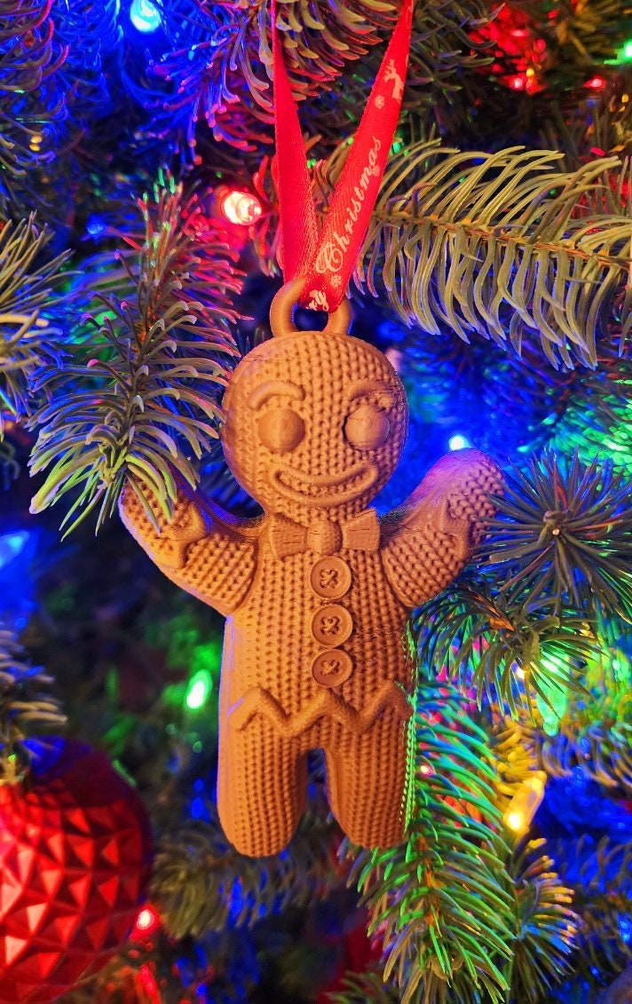 3D printed gingerbread man Christmas ornament, desktop decoration.
