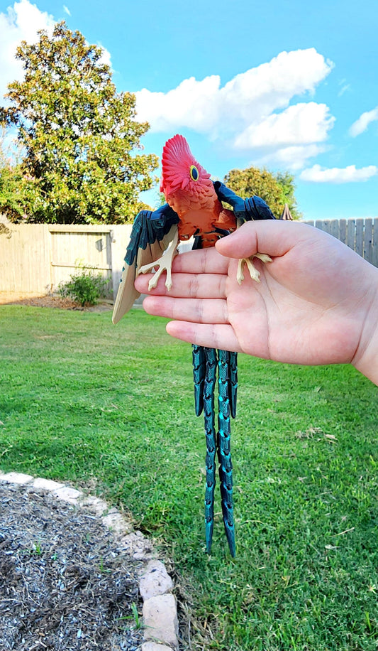 3D printed Quetzal articulated fidget, sensory toy, desk decoration.