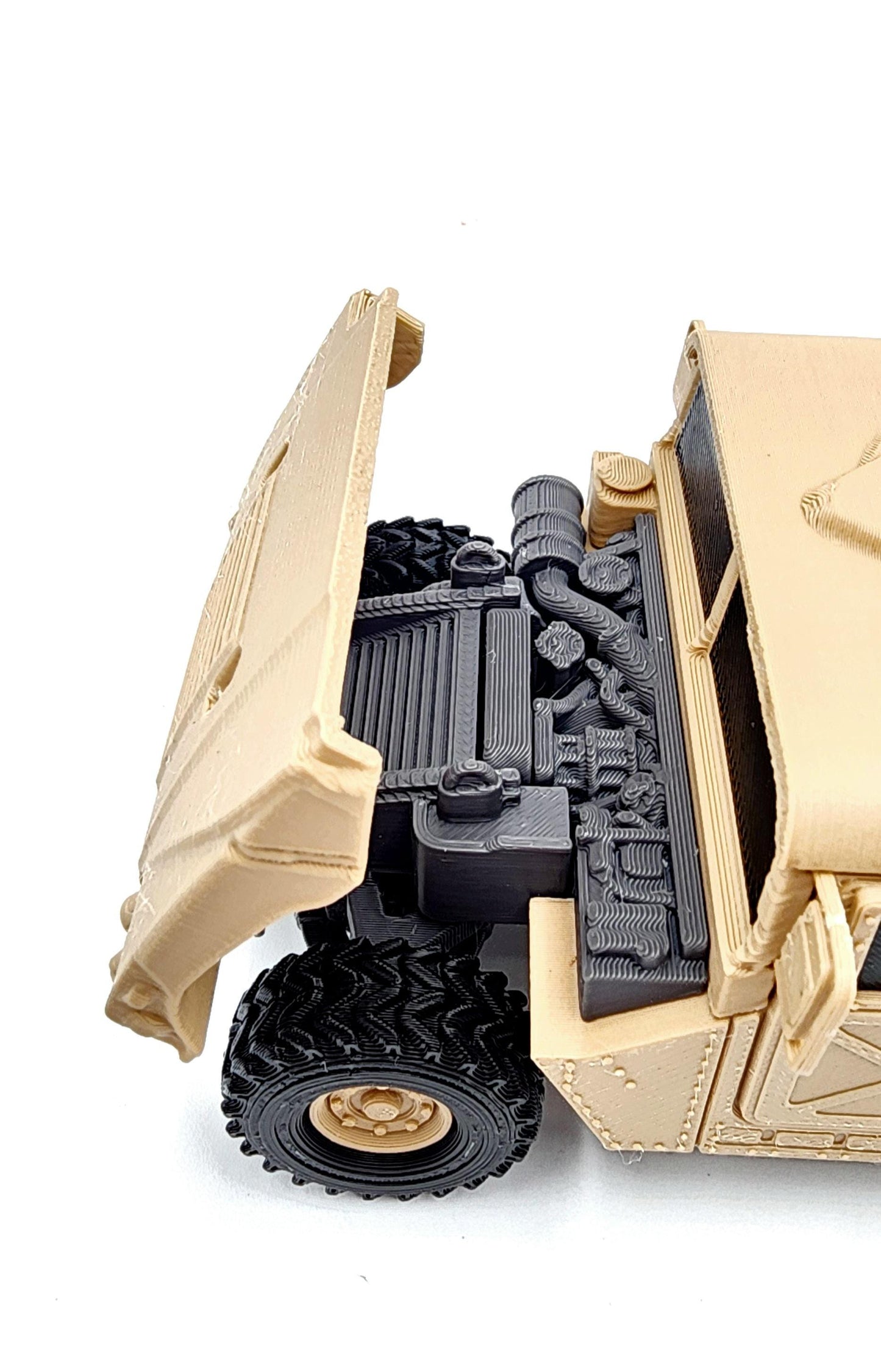 3D printed articulate Humvee action figure, fidget toy.