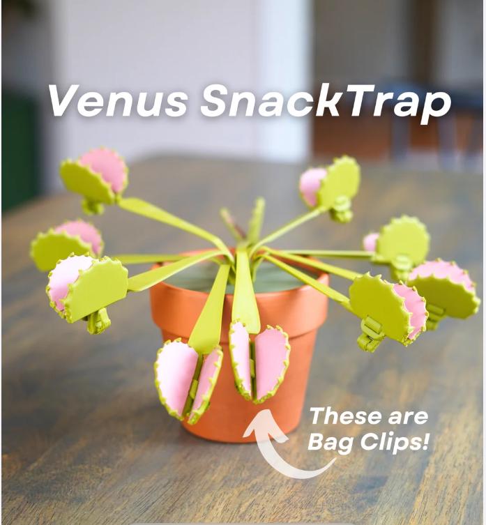3D printed Venus fly trap decoration bag clip.