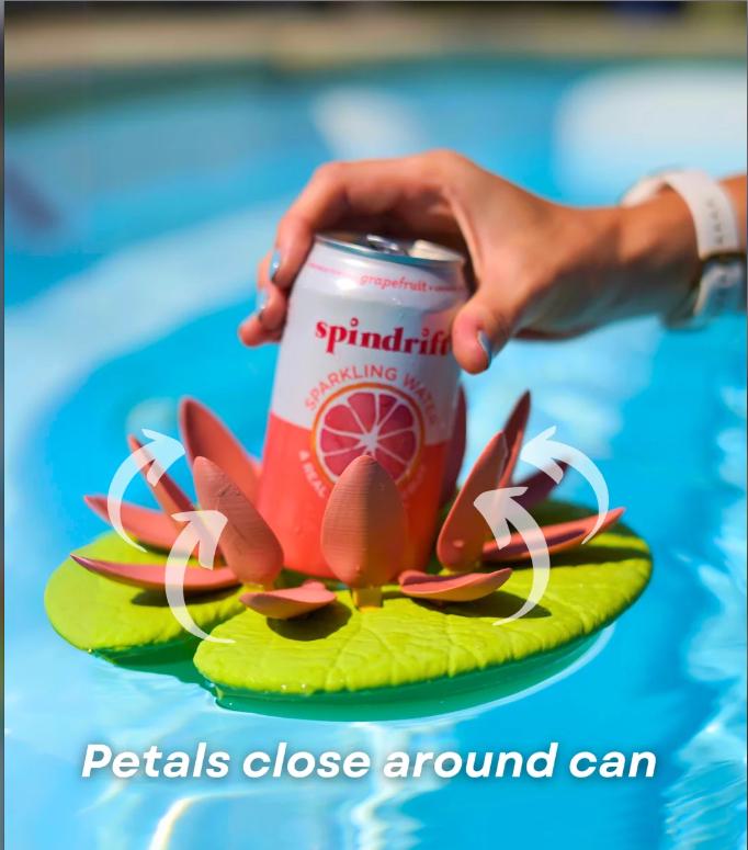 3D printed Water Lily Pool Cup holder with adjustable pedal.