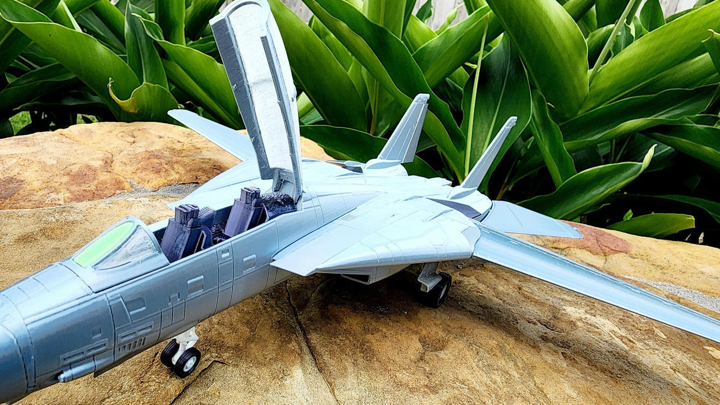 3D printed highly detailed F-14 Tomcat with articulating wings. Action Figure, Fidget Toy.
