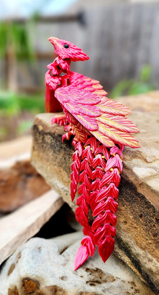 3D printed Articulated Phoenix with Claws and Lockable Neck, fidget toy, sensory toy, desk toy.
