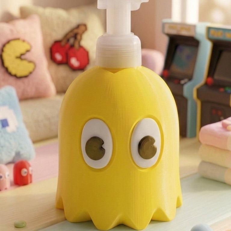 Pixel Arcade Ghostface 3D printed soap dispenser cover, view 6