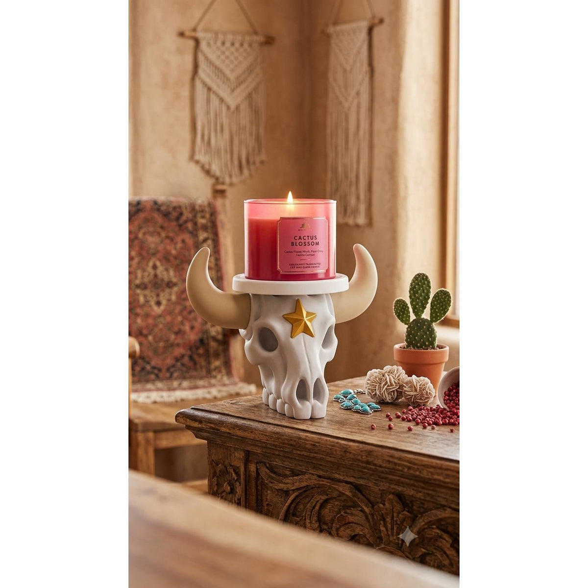Texas Longhorn Skull 3D printed candle holder, view 9