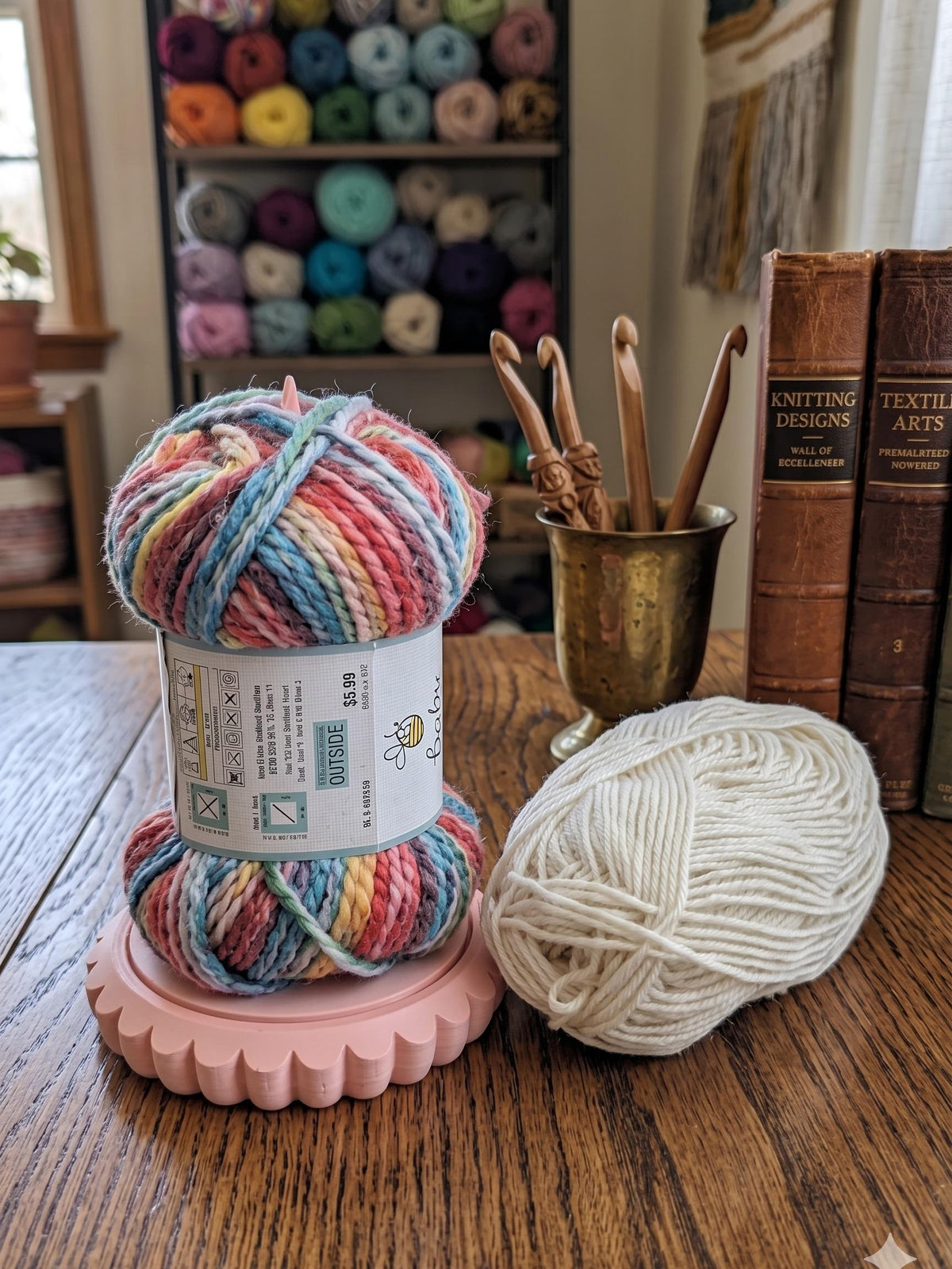 Rota Yarn Spinner - 3D Printed Scalloped Yarn Holder for Smooth Crochet & Knitting