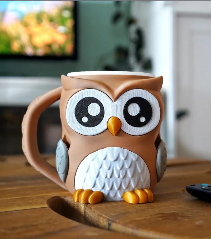 Owlfonso 3D Printed Owl Ice Cream Pint Holder with Hidden Snack Drawer & Spoon Slots Fits Ben & Jerry’s & Häagen-Dazs Pints Classic Design