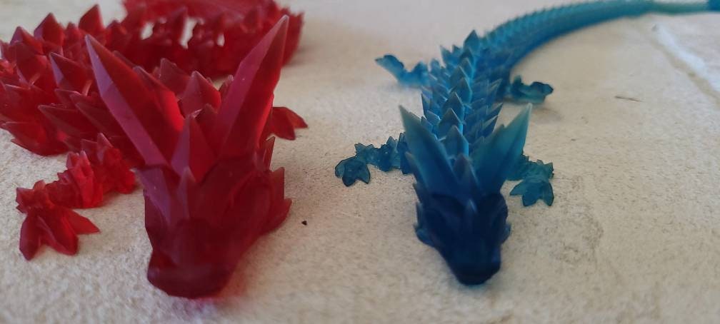 3D resin printed articulate crystal dragon fidget toy