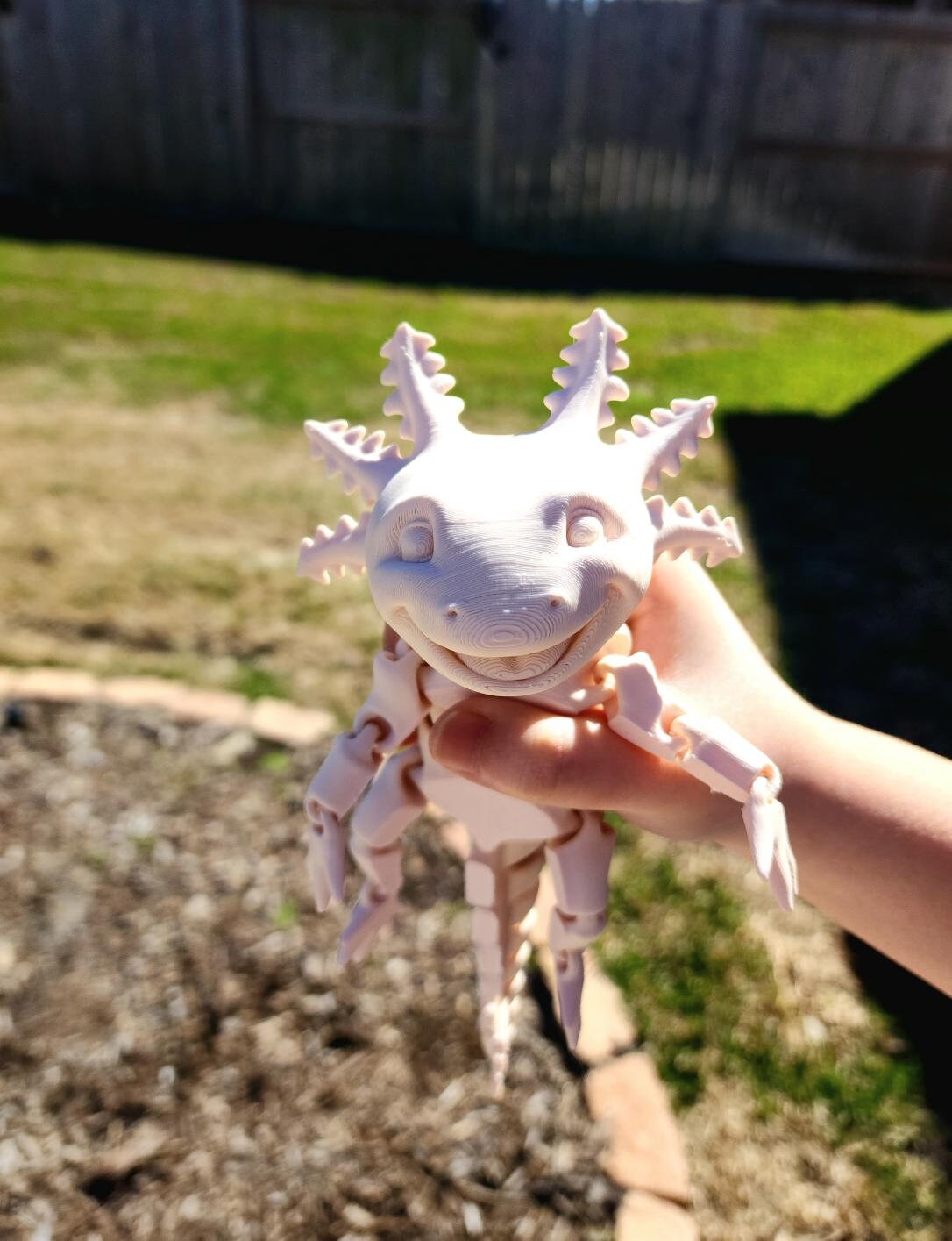 3D printed Axolotl, articulate fidget toy.