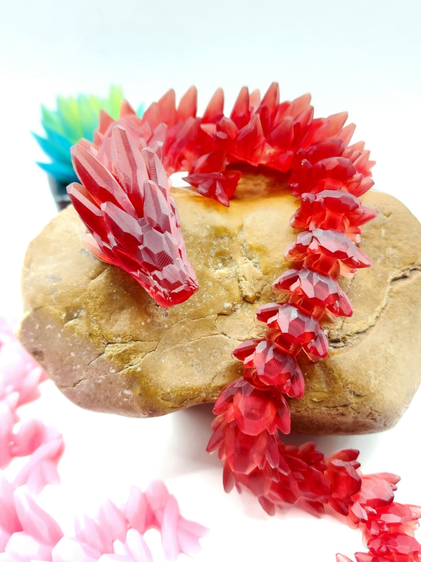 3D resin printed gem stone dragon. Fidget toy.