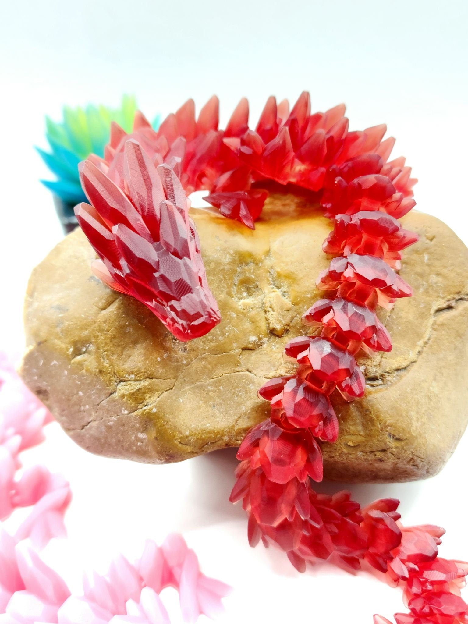 3D resin printed gem stone dragon. Fidget toy.