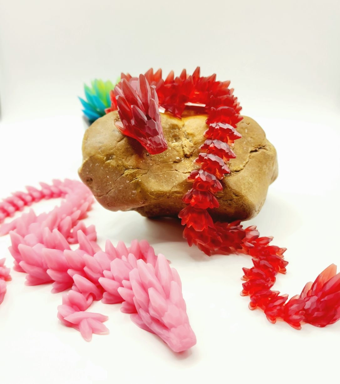 3D resin printed gem stone dragon. Fidget toy.