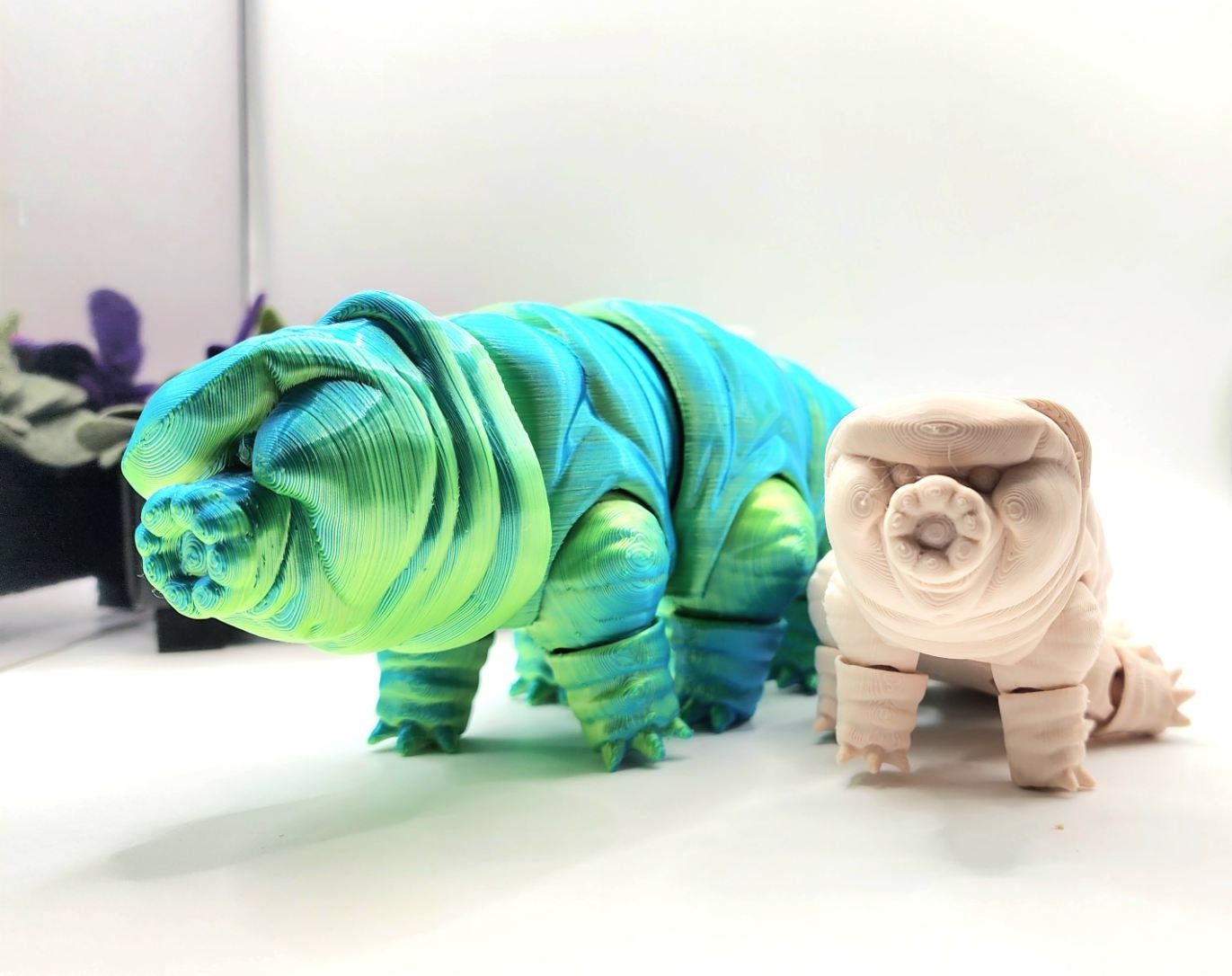 3D printed Tardigrade. Articulate fidget toy, sensory toy, desktop toy.