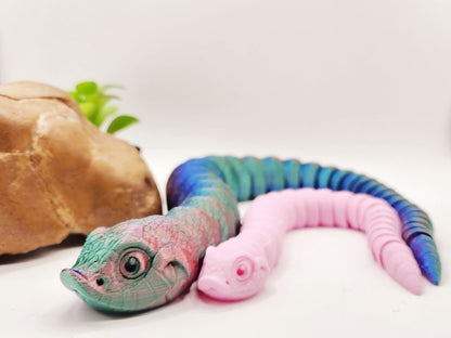 3D printed articulated hognose snake fidget toy.