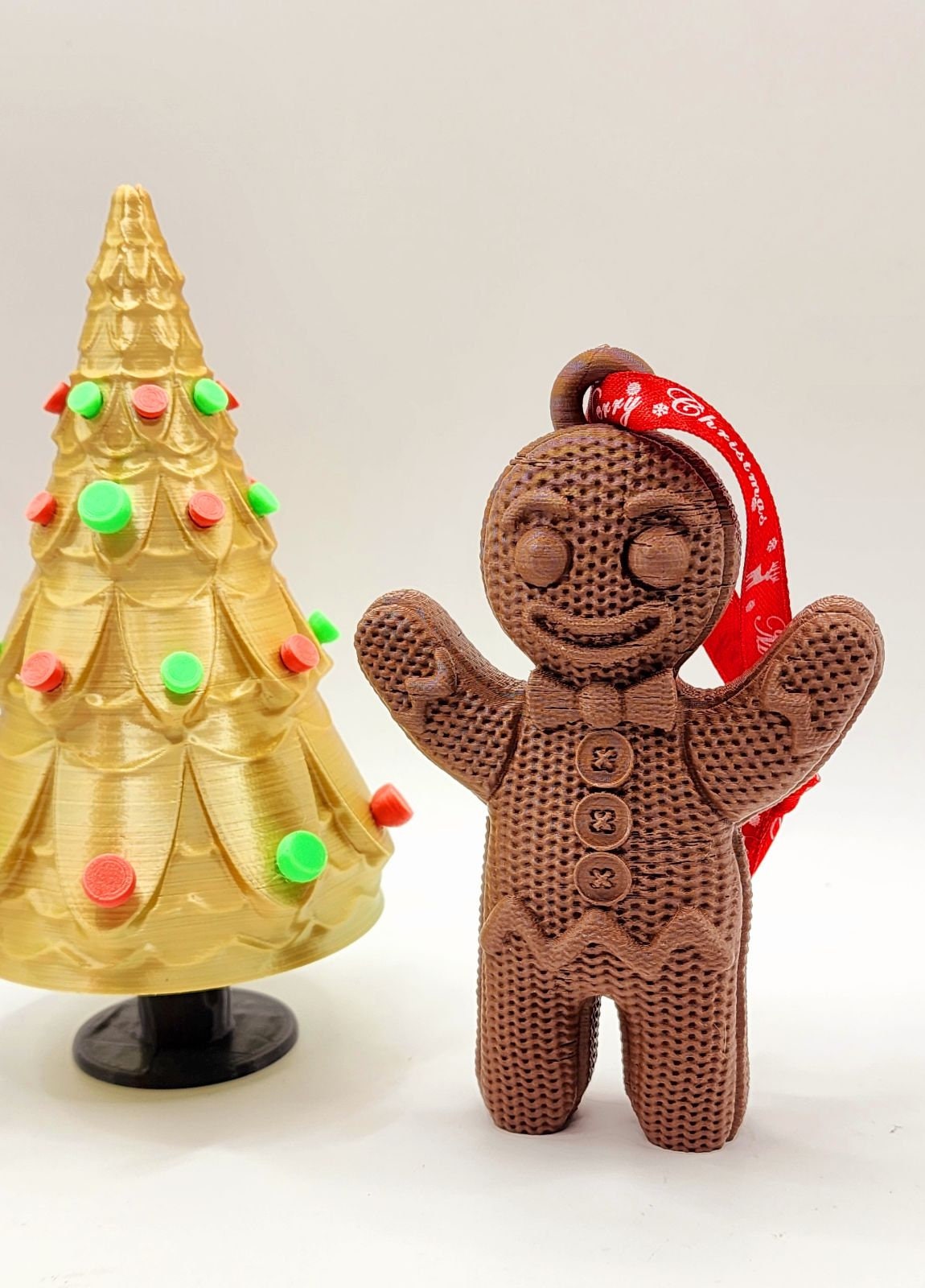 3D printed gingerbread man Christmas ornament, desktop decoration.