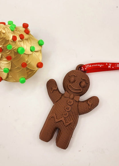 3D printed gingerbread man Christmas ornament, desktop decoration.