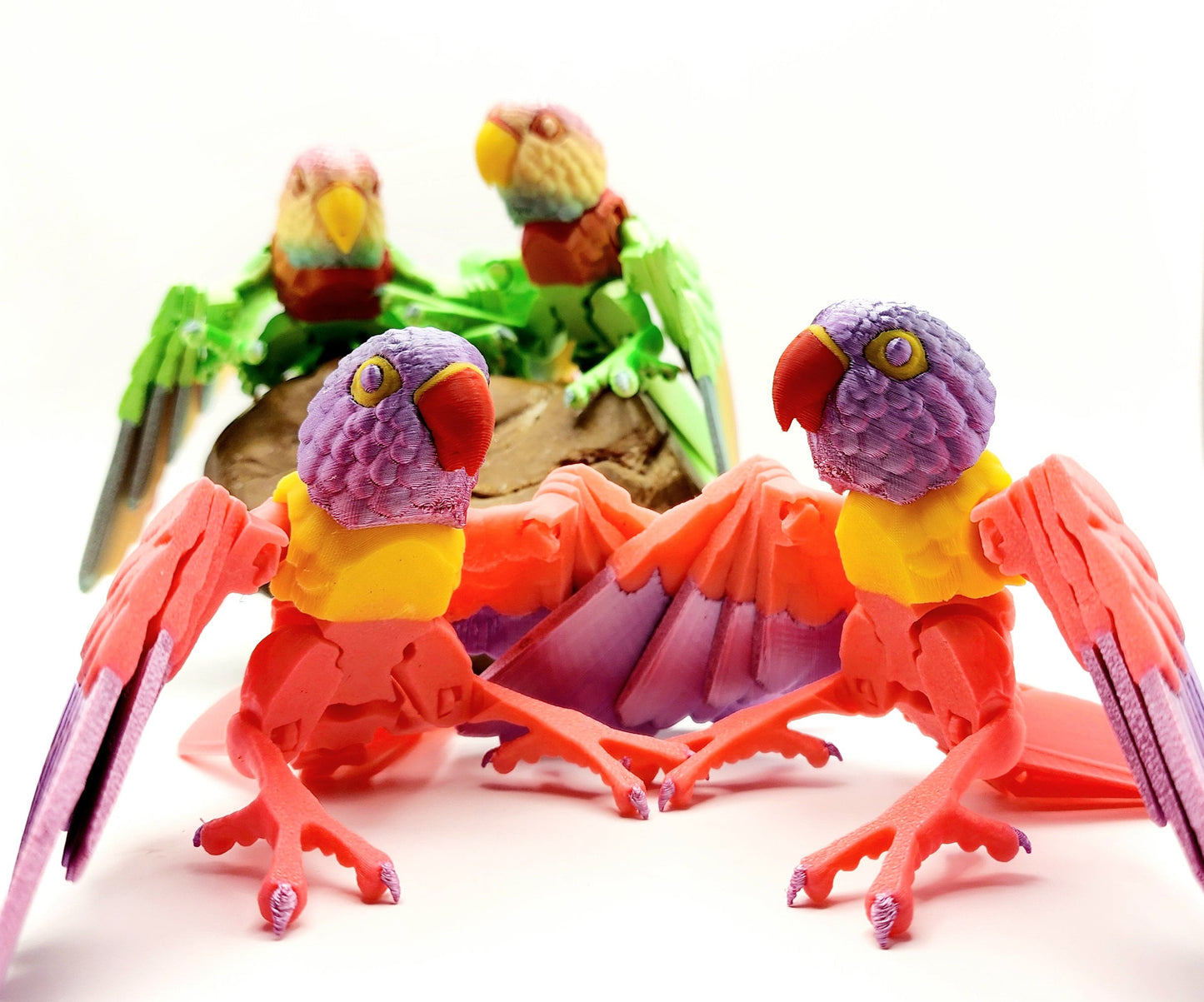 3D printed Lovebird articulated fidget, sensory toy.