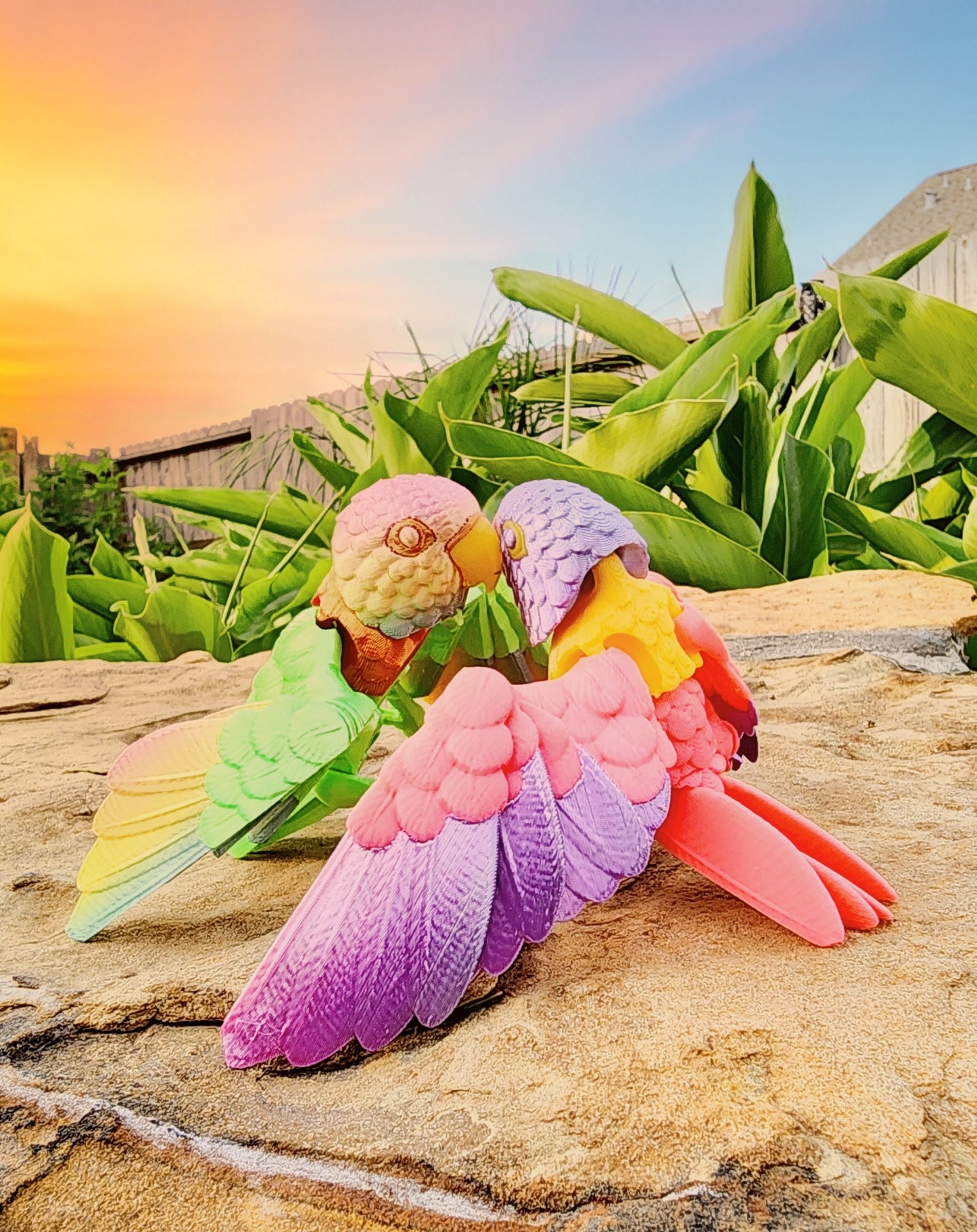 3D printed Lovebird articulated fidget, sensory toy.