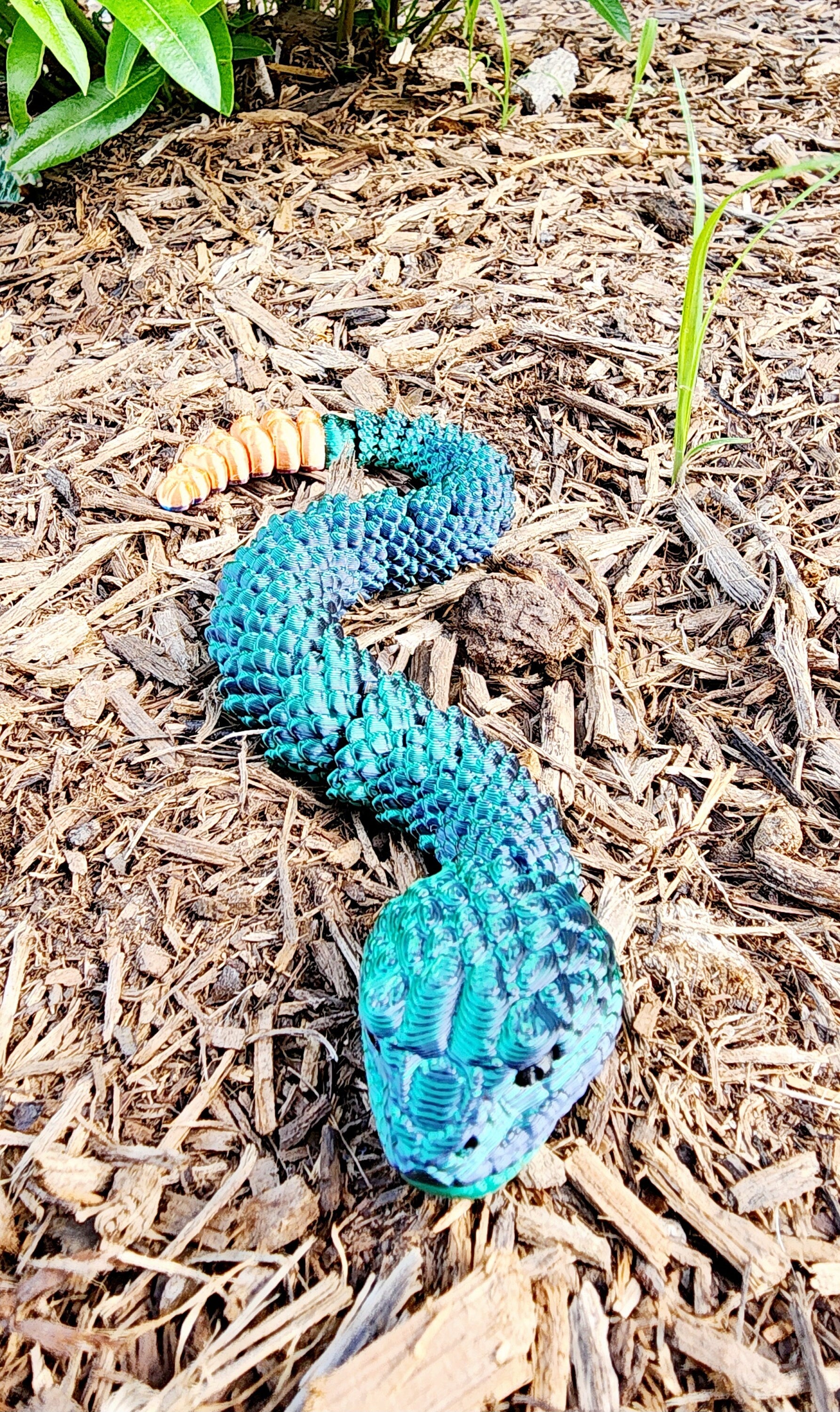 3D printed articulated rattlesnake fidget, sensory toy, desk toy.