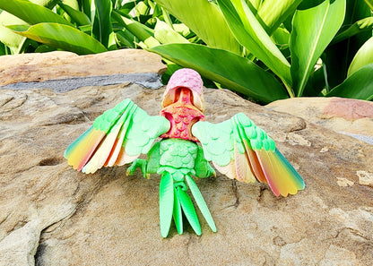 3D printed Lovebird articulated fidget, sensory toy.