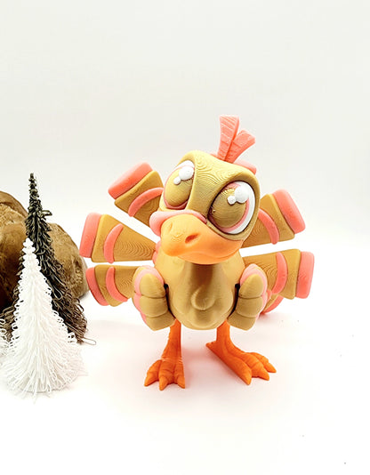 3D printed articulated Turkey, fidget toys, sensory toys, desktop decoration.