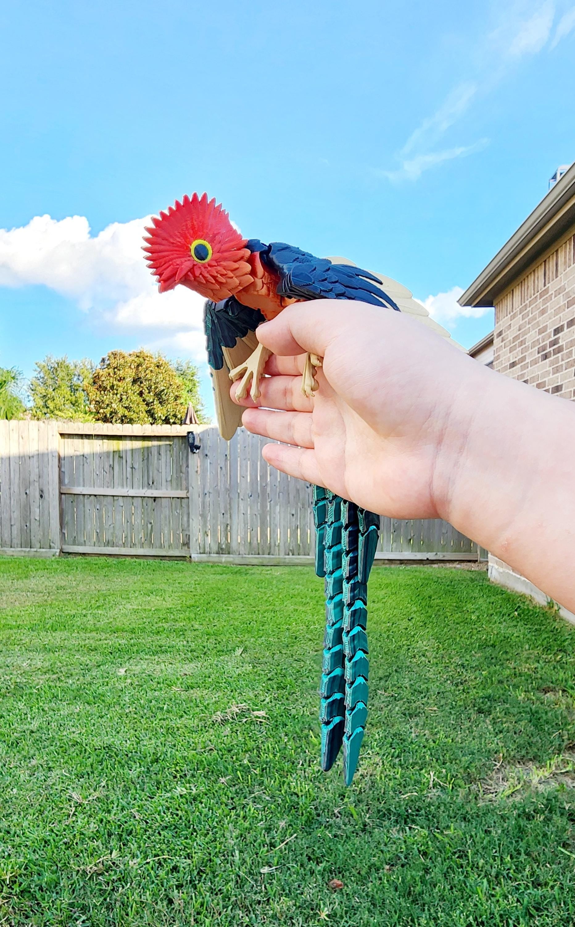 3D printed Quetzal articulated fidget, sensory toy, desk decoration.