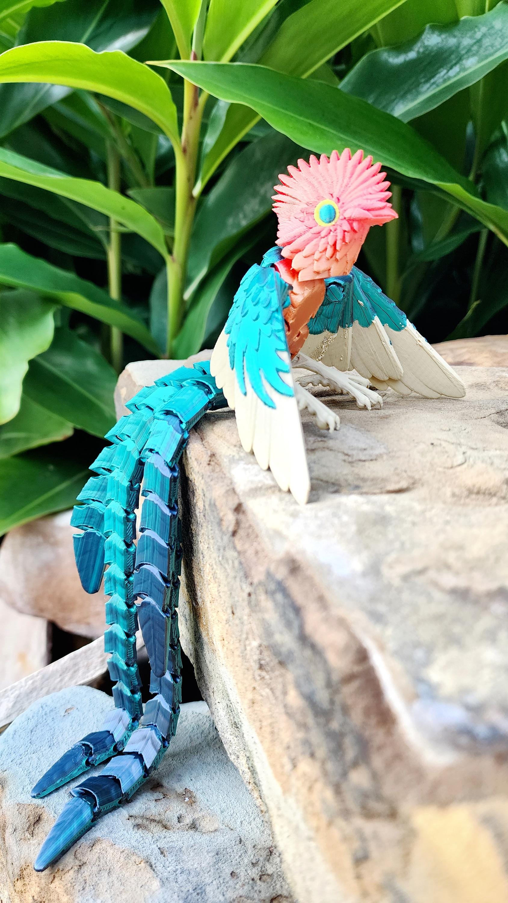 3D printed Quetzal articulated fidget, sensory toy, desk decoration.