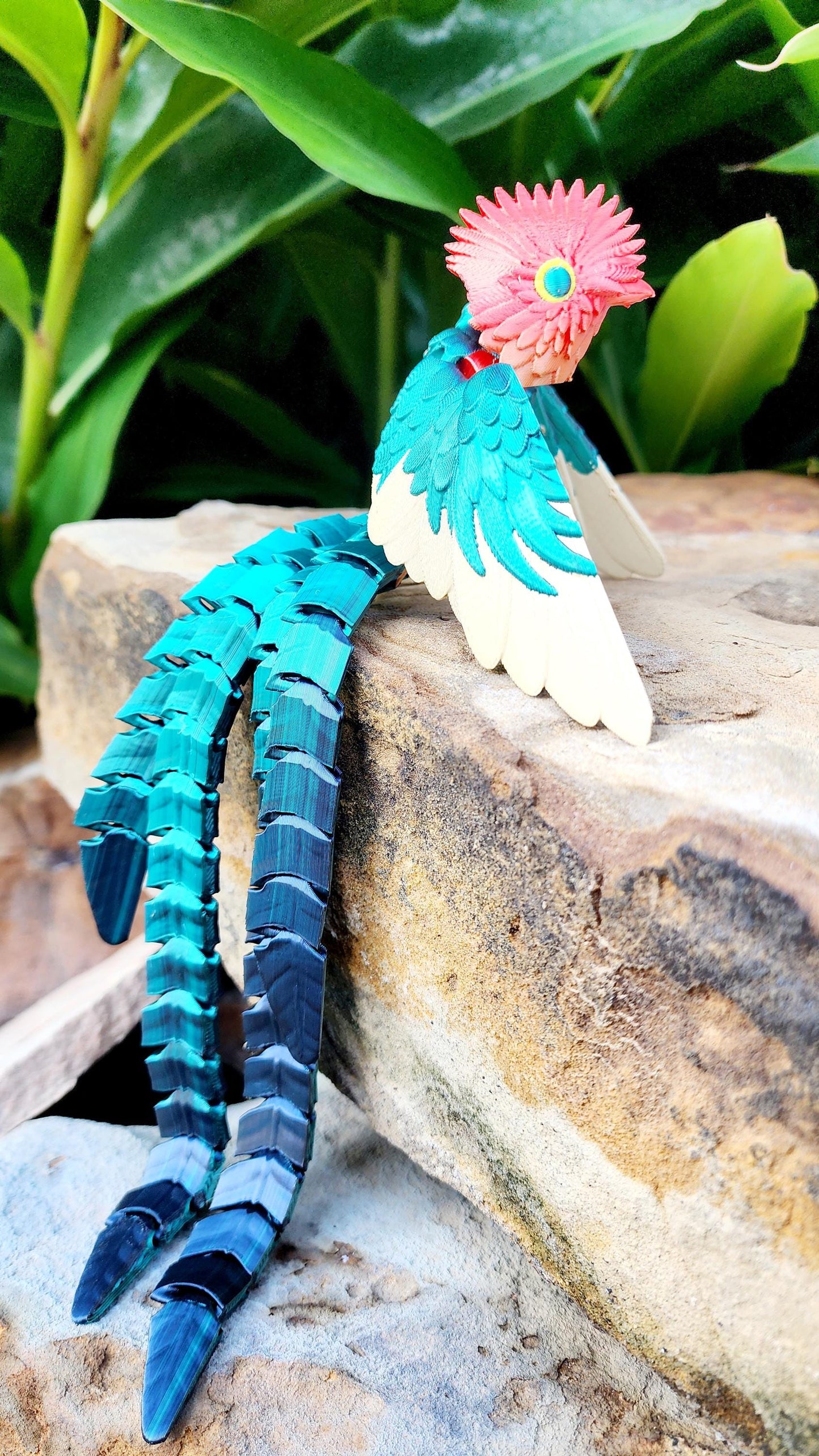 3D printed Quetzal articulated fidget, sensory toy, desk decoration.