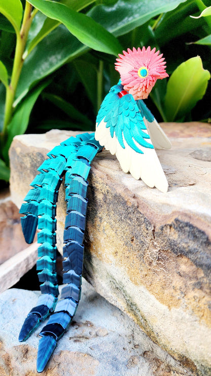 3D printed Quetzal articulated fidget, sensory toy, desk decoration.