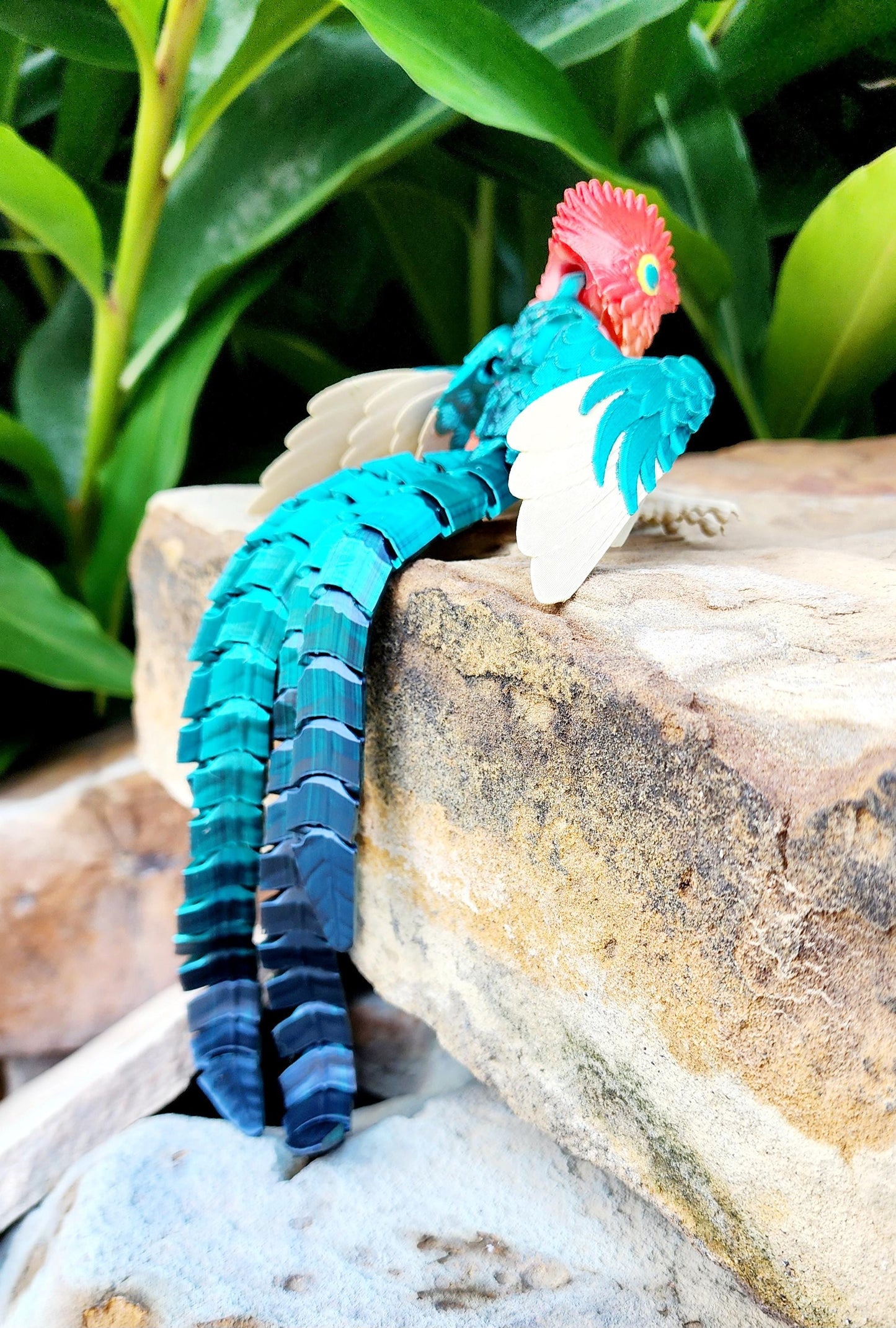 3D printed Quetzal articulated fidget, sensory toy, desk decoration.