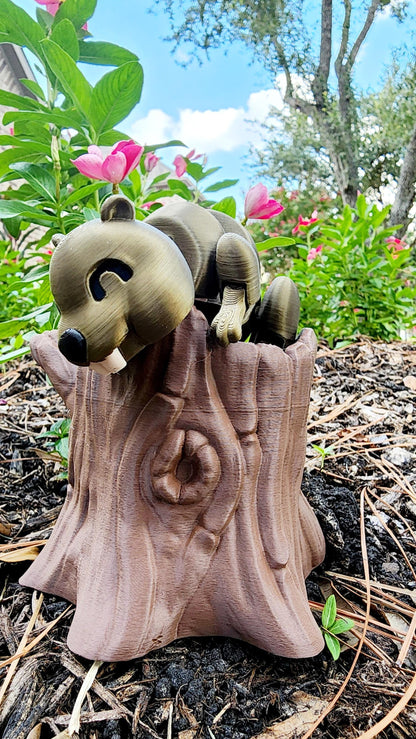 3D printed Articulated Beaver with optional Tree Stump fidget, sensory toy.