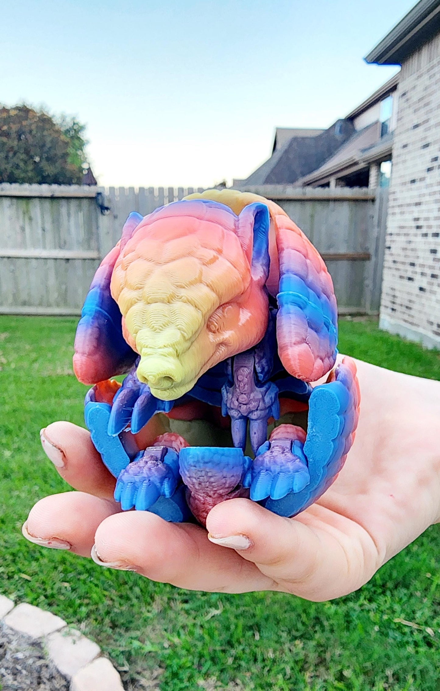 3D Printed articulate Armadillo fidget, sensory toy. Desk Toy, Decoration.