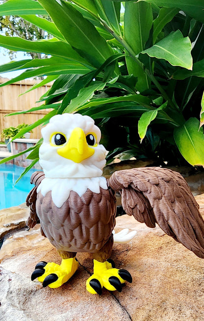 3D printed articulated Bald Head Eagle fidget, sensory toy. Desk Toy, Decoration.