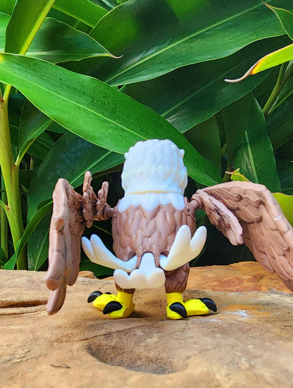3D printed articulated Bald Head Eagle fidget, sensory toy. Desk Toy, Decoration.