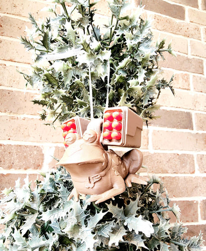 3D printed Hypno-Missile Toad Christmas Ornament, Desktop Decoration. (Mistletoe)