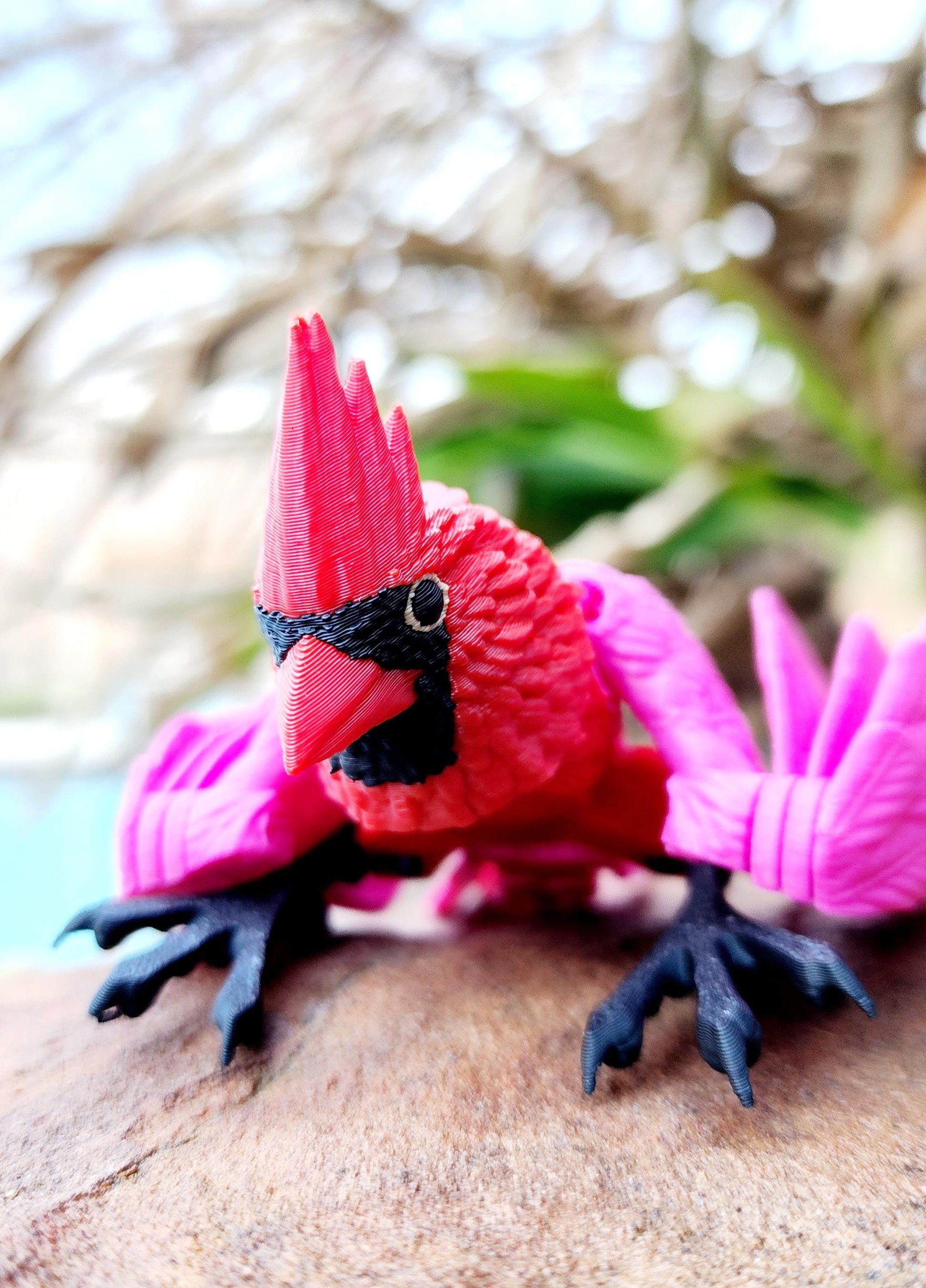3D printed articulate Cardinal fidget, sensory, desktop toy.