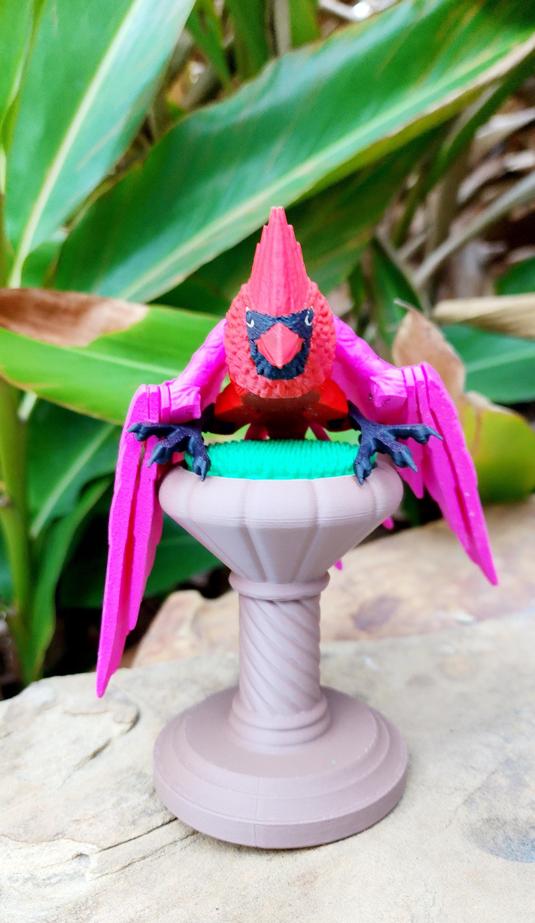 3D printed articulate Cardinal fidget, sensory, desktop toy.
