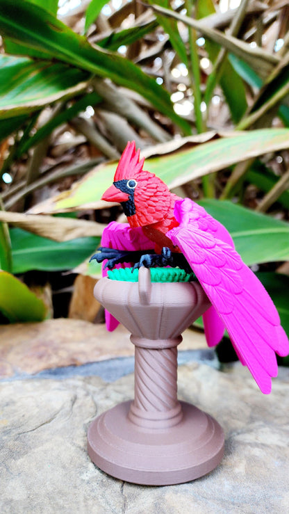 3D printed articulate Cardinal fidget, sensory, desktop toy.