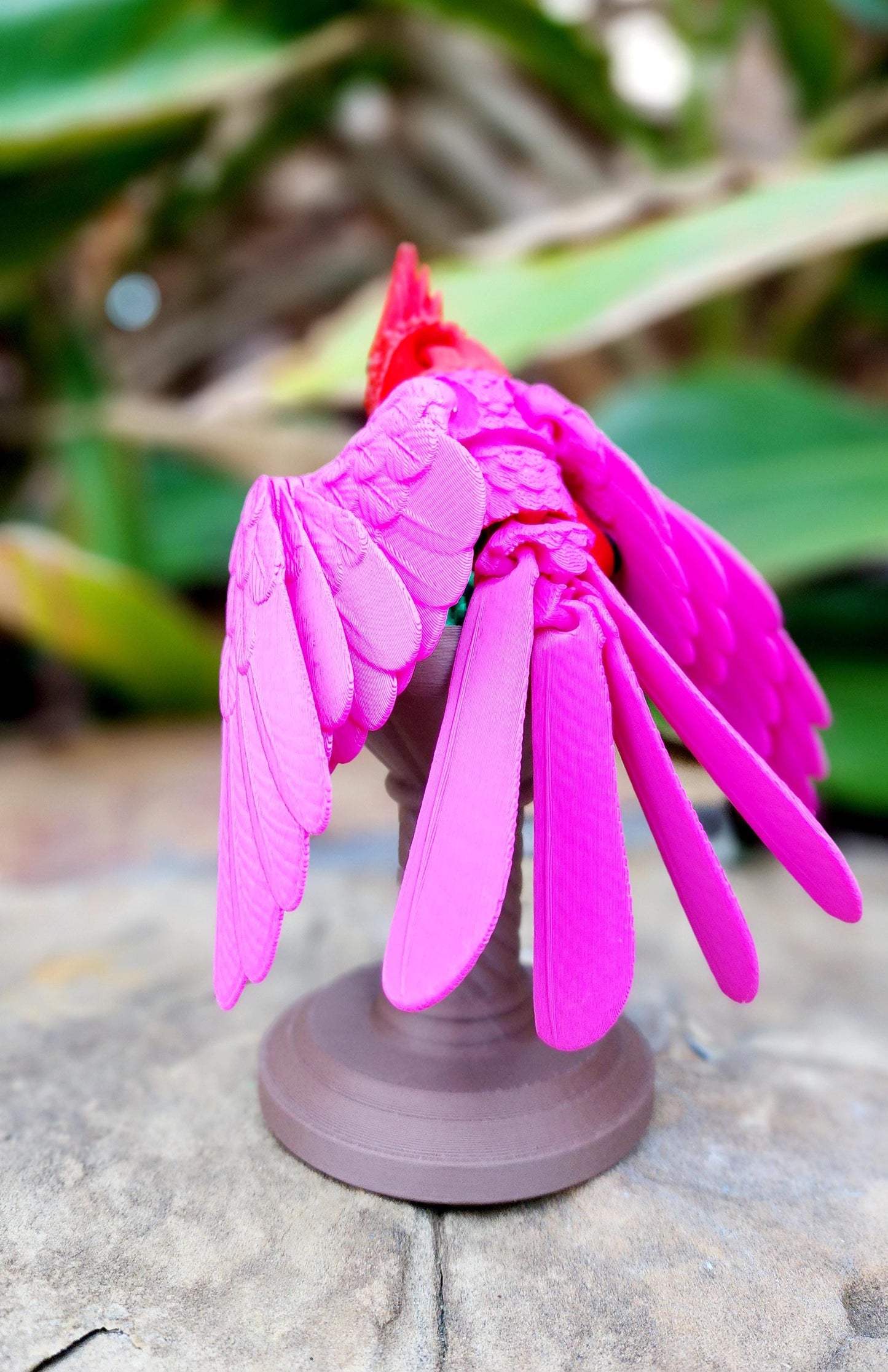 3D printed articulate Cardinal fidget, sensory, desktop toy.