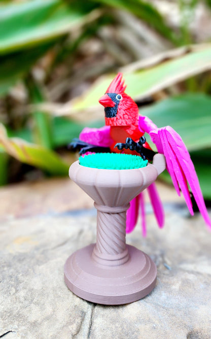 3D printed articulate Cardinal fidget, sensory, desktop toy.