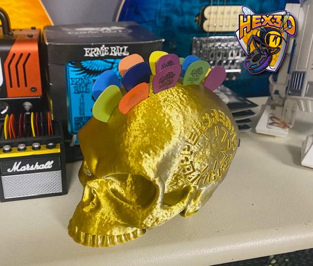 3D printed Skull Pick Holder. Desktop Decoration