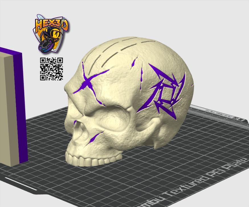 3D printed Skull Pick Holder. Desktop Decoration