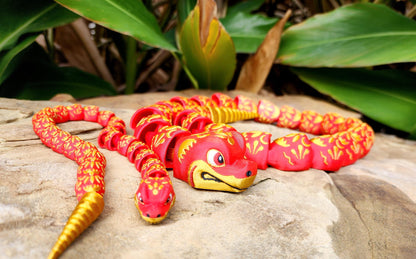 3D printed articulate Year of the Snake fidget, sensory toy.