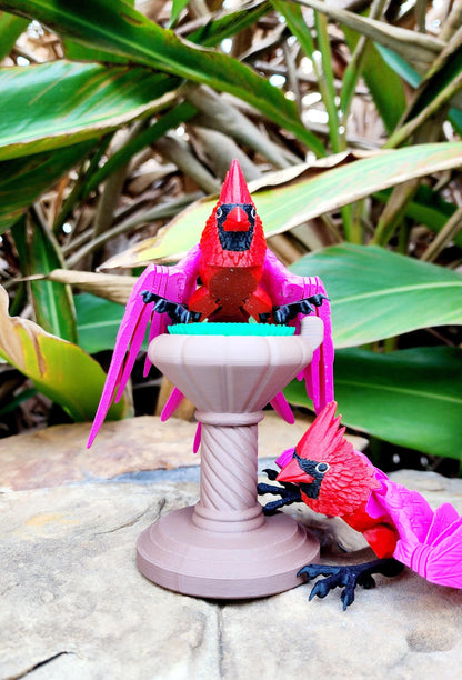 3D printed articulate Cardinal fidget, sensory, desktop toy.