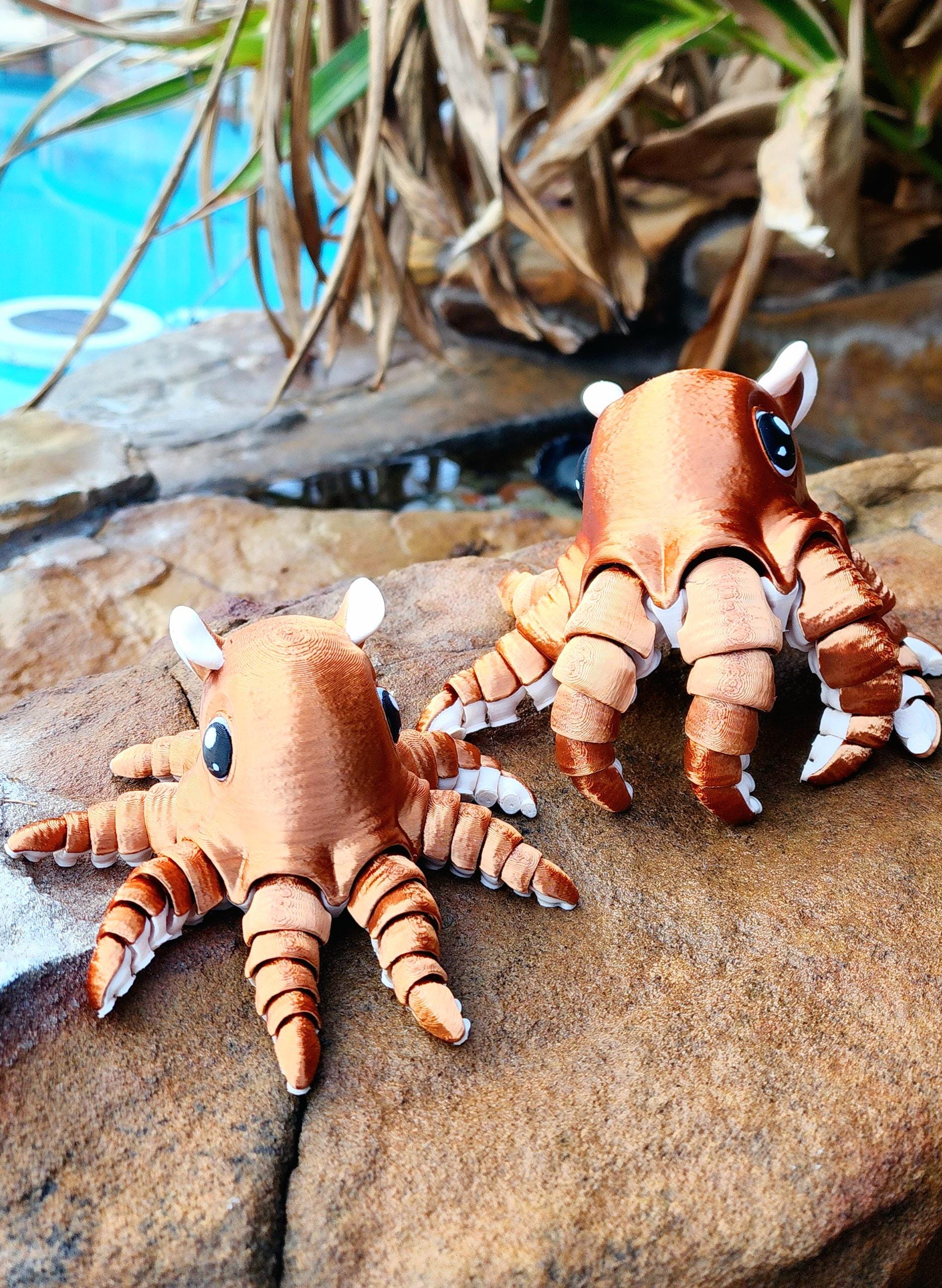 3D printed articulated flapjack octopus fidget, sensory toy.